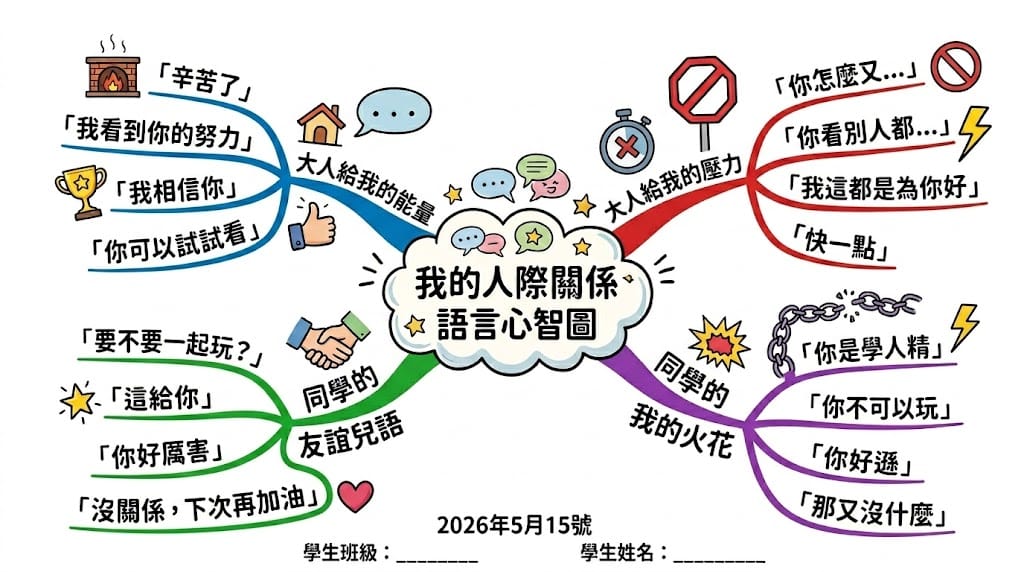 【心智圖教案】我的人際關係語言心智圖｜中年級教案